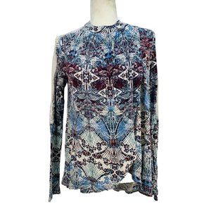 Free People Snow Combo Top Nouveau Lace Tulip High Low Hem Bohemian Size Medium